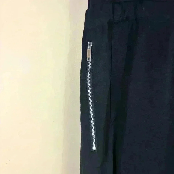 DKNY Black Zipper Pocket Drawstring Waist Roll-Tab Sleeve V Neck Jumpsuit Size 4 - Picture 10 of 16